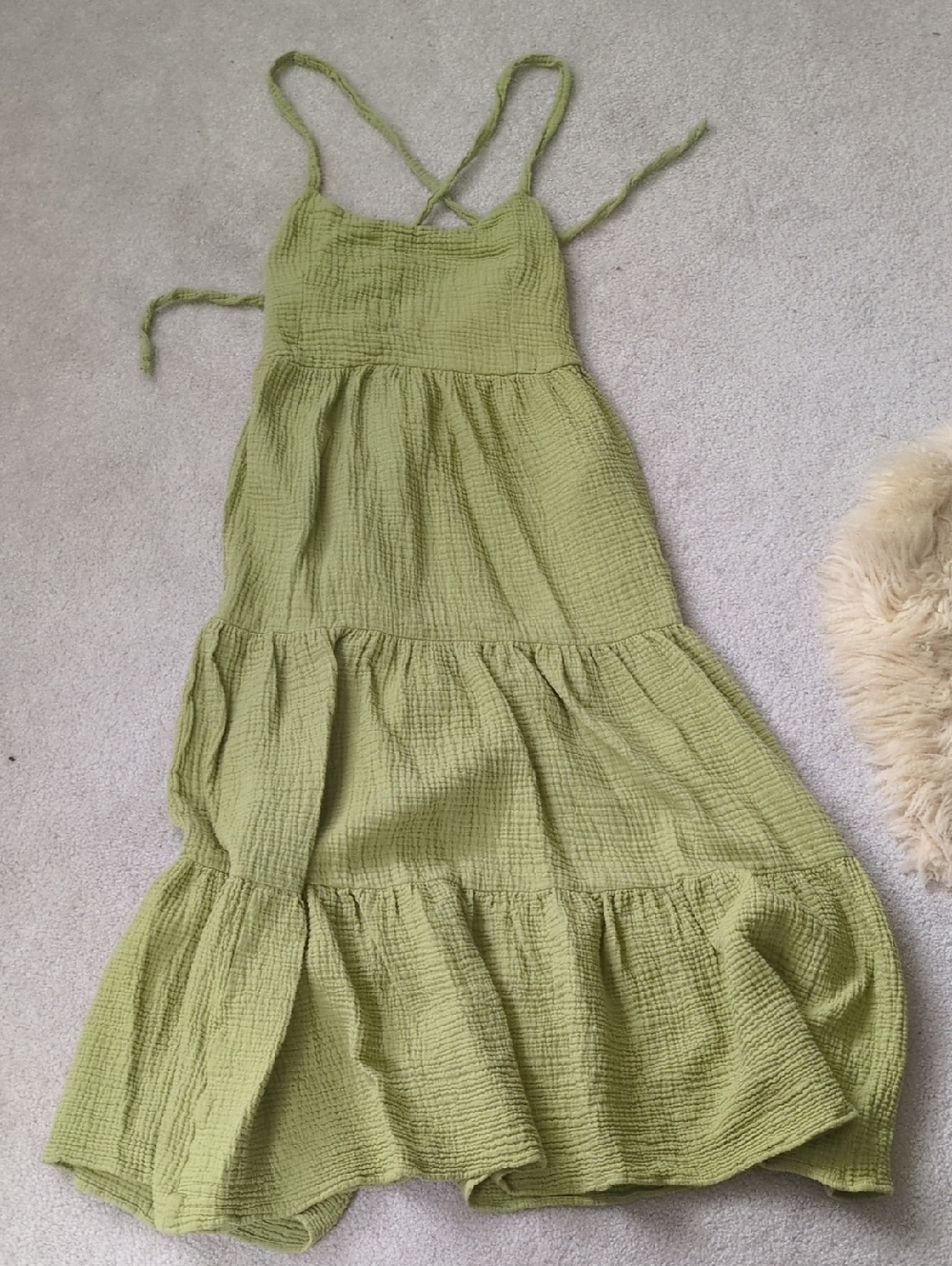 Lush Olive Green Gauze Tiered Maxi Dress